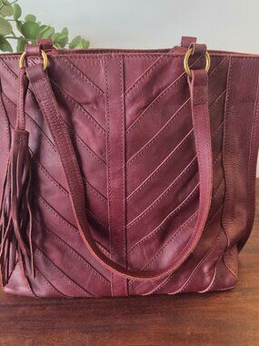 Margot burgundy boho leather purse long and short straps